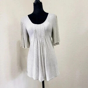 Hannah Top BOHO Stretch Tee Shirt Striped Keyhole